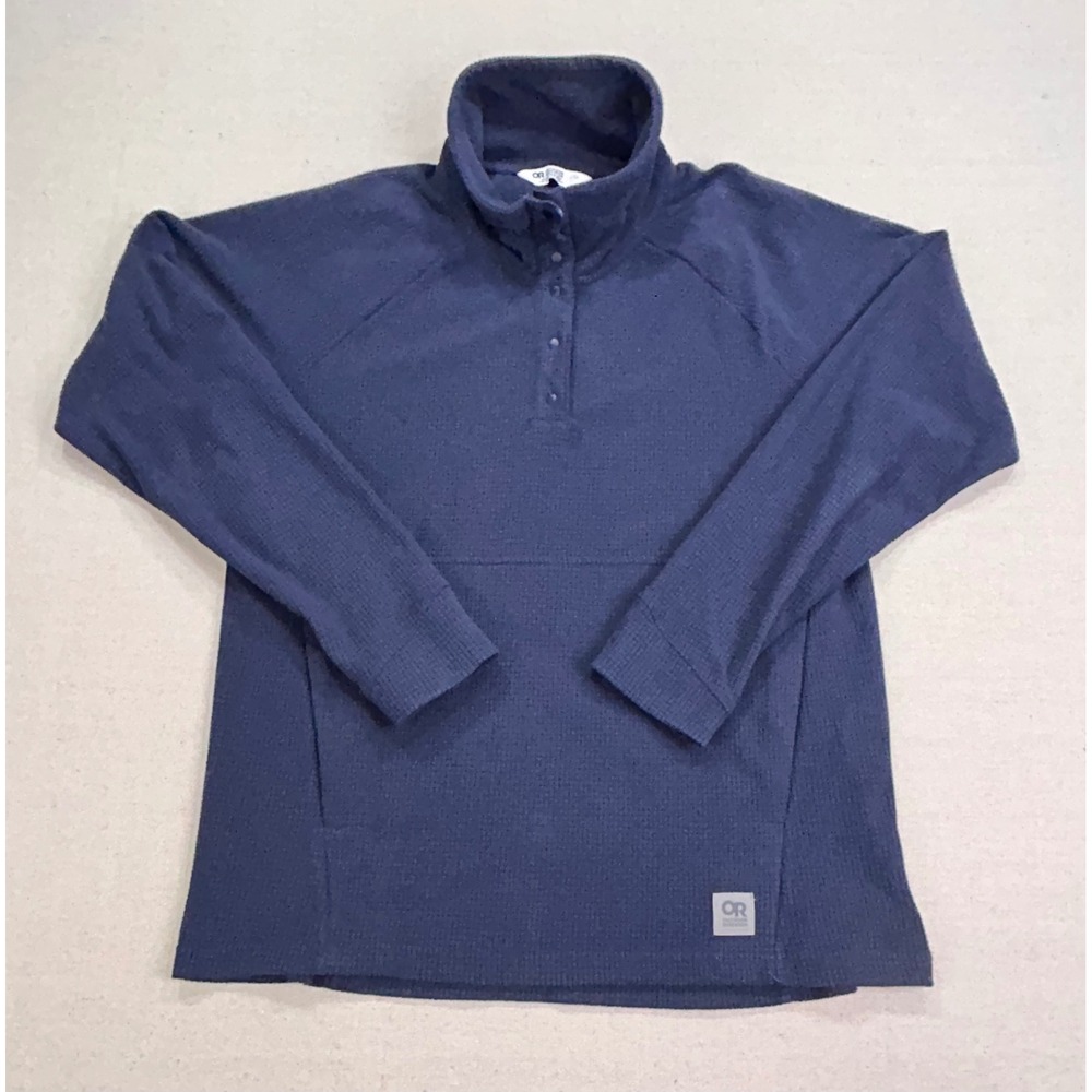 Outdoor Research Men's Large Vigor Navy Blue Grid Fleece Quarter Snap Pullover